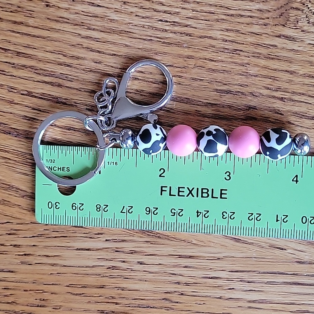 Pink & Cow Print Keychain Accessory - Picture 3 of 3
